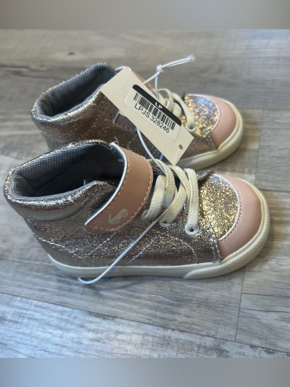 See Kai run Kids High-Top Sneakers in Metallic Silver and Pink